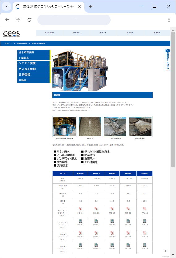 加圧浮上装置 PFD